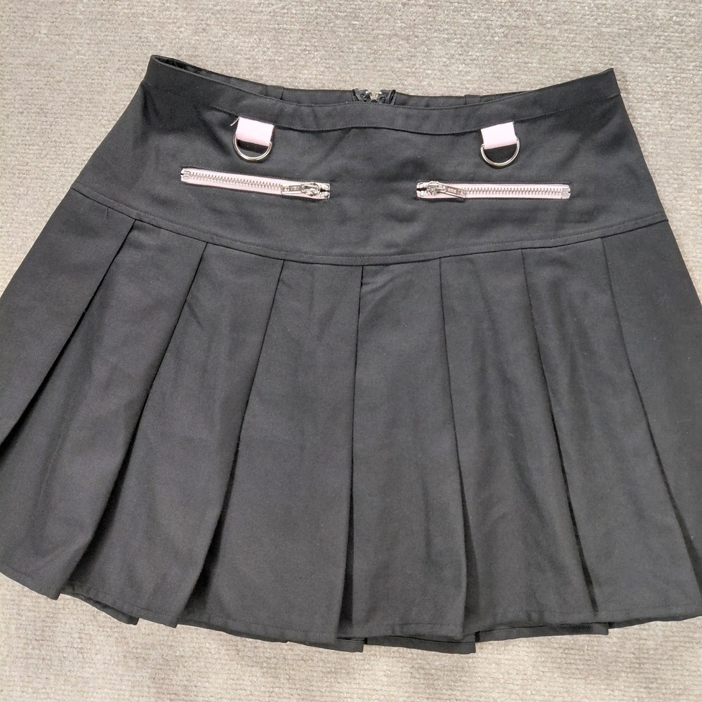 Social Collision Hot Topic‎ Pleated Skirt Black & Pink Women's MEDIUM Y2K